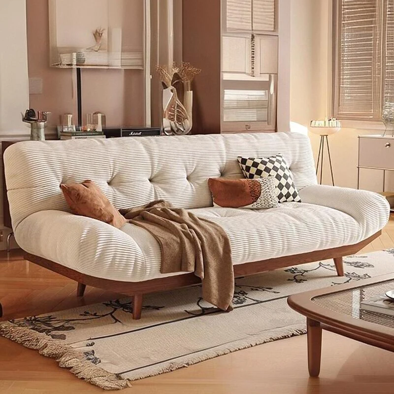 Cloud Sofa Bed Solid Wood Folding Dual-purpose Small Apartment Living Room Double Multi-function French Internet Celebrity