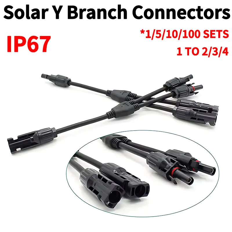 

1/5/20/100Sets DC Solar Panel Parallel Connectors Y Branch M/FF F/MM 3/4/5Way 1 to 2/3/4 Waterproof Solar Adapter Cable PV Plug