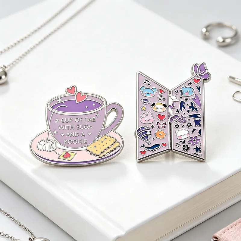 Cartoon Purple Whale Butterfly Tea Cup Young Forever Hot Air Balloon Brooch Cute Lapel Badge Backpack Clothes Decor Gift For Fan