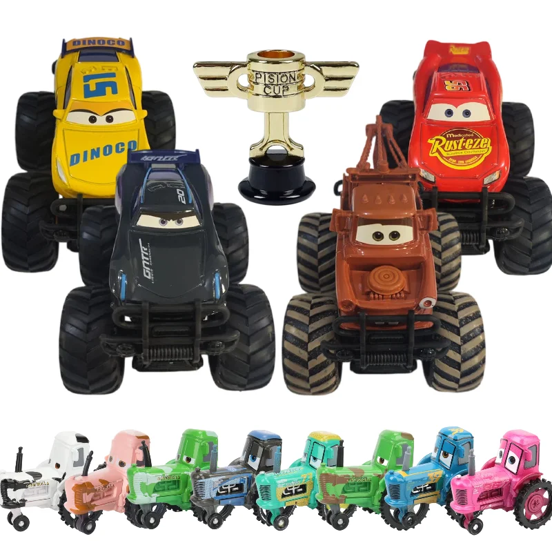 Cars Pixar Lightning McQueen Piston Cup Rhapsody Matador Bulldozer Truck Mater Harvester 1:55 Diecast Metal Alloy Car Toy ﻿Gifts