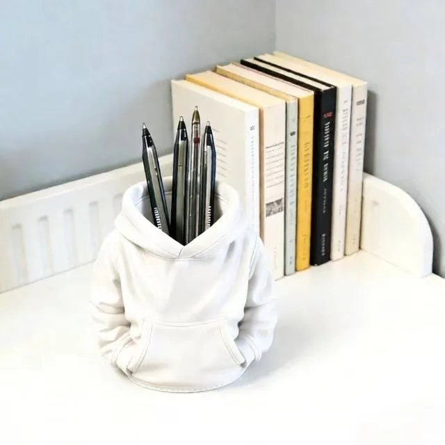 Creative Hooded Sweatshirt Pen Holder, Personalized desktop Storage Ornament, Student Stationery Pen Bucket Storage Wonder