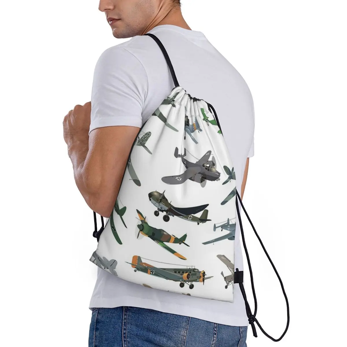 

Various German WW2 Airplanes Backpacks Multi-function Drawstring Bags Sundries Bag Book Bags for Travel Students
