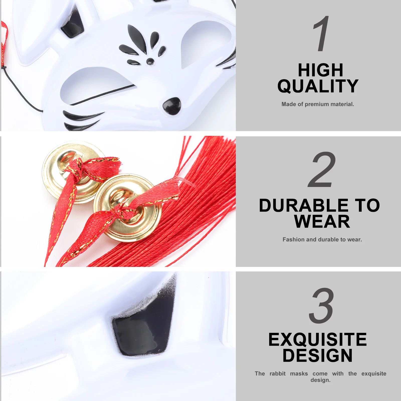 3 pezzi maschera viso coniglio di Halloween copricapo decorativo accessorio per feste copricapo per costume