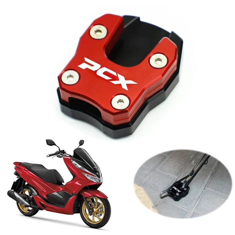 

Motorcycle Accessories Side Stand Pad Plate Kickstand Enlarger Support Extension For HONDA PCX125 PCX150 PCX 125 150 2018-2021