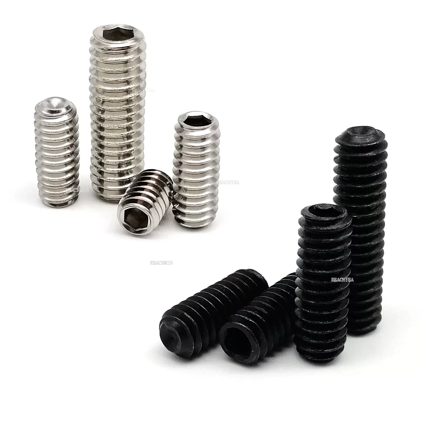 

50pc UNC 2#-56 4#-40 5# 6#-32 8#-32 US Standard 304 Stainless Steel Black Hex Hexagon Socket Allen Cup Point Grub Bolt Set Screw