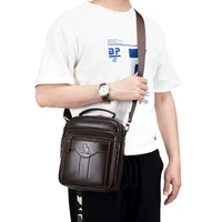 Men's crossbody bag, fashionable leather bag, trendy retro men's top layer cowhide shoulder bag - Image 3