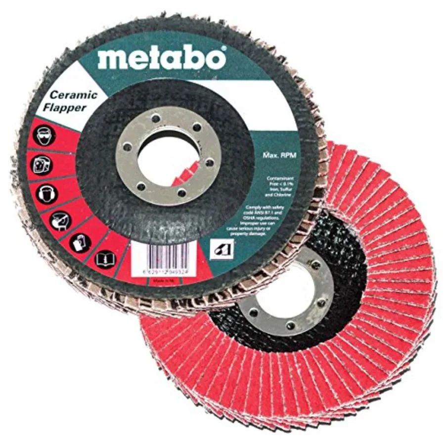 

4.5 x 7/8 Ceramic Flapper Abrasives Flap Discs 60 Grit 10 Pack for Metal Grinding Smooth Finish High Durability