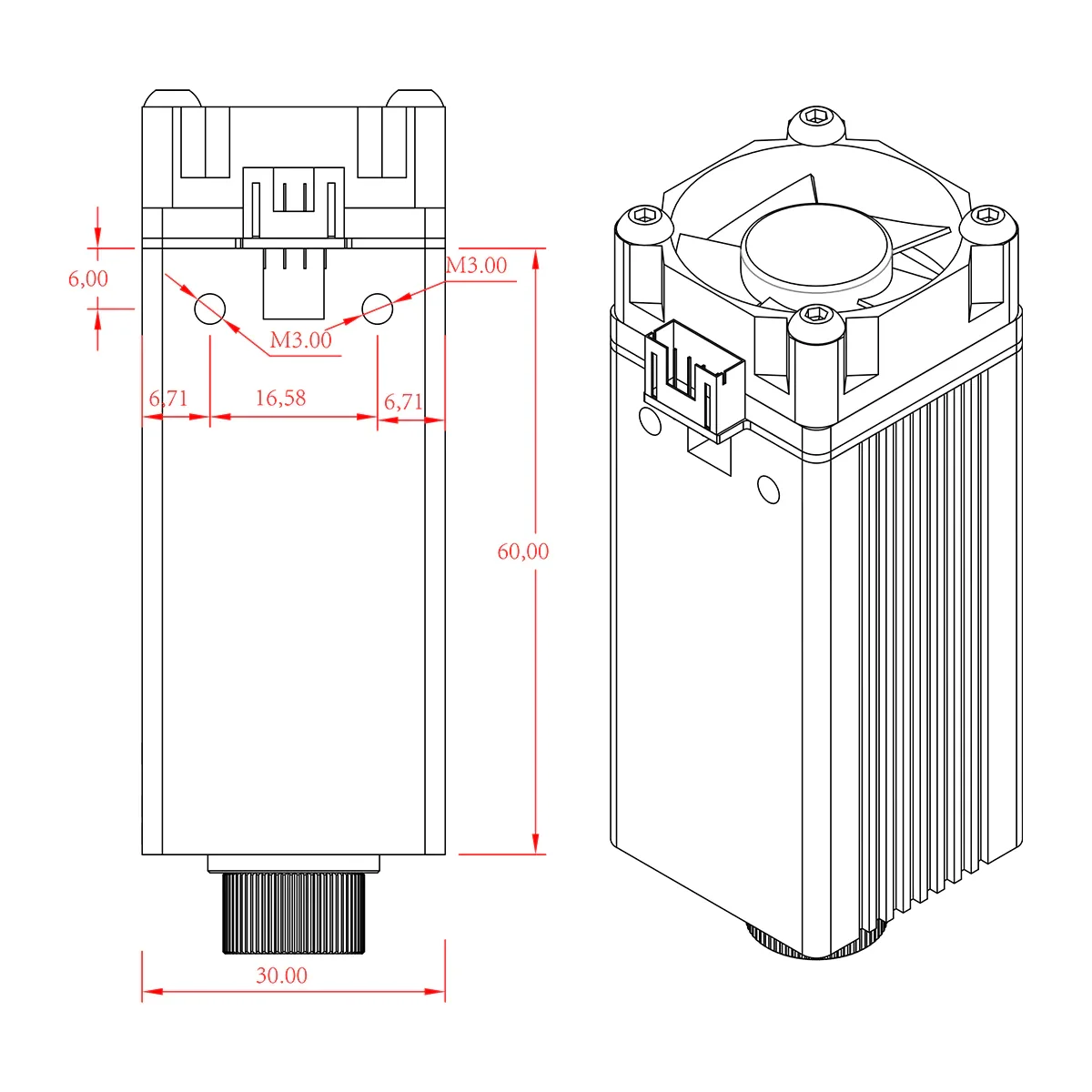 NEJE B30635 레이저 모듈 키트, 고정밀 목재 그레이스케일 조각용, 405nm - 500-700mw 출력, 0.02x0.02mm