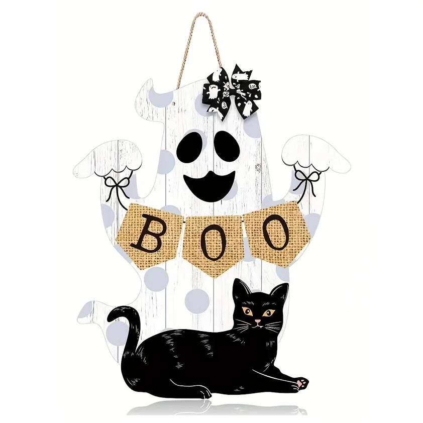 Halloween Scene Decoration Festive Halloween 2D Wooden Door Hanger Party Direction Sign Spooky Spooky Castle Door Sign for Home view 3