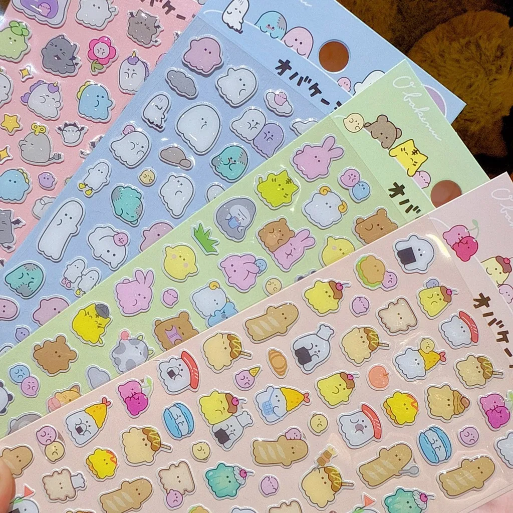 

3D-наклейки из хрусталя, 4 шт., милые животные, маленькие призраки, детские наклейки-поощрения для небольшого декора, украшения, магазин BulingBulingStickers