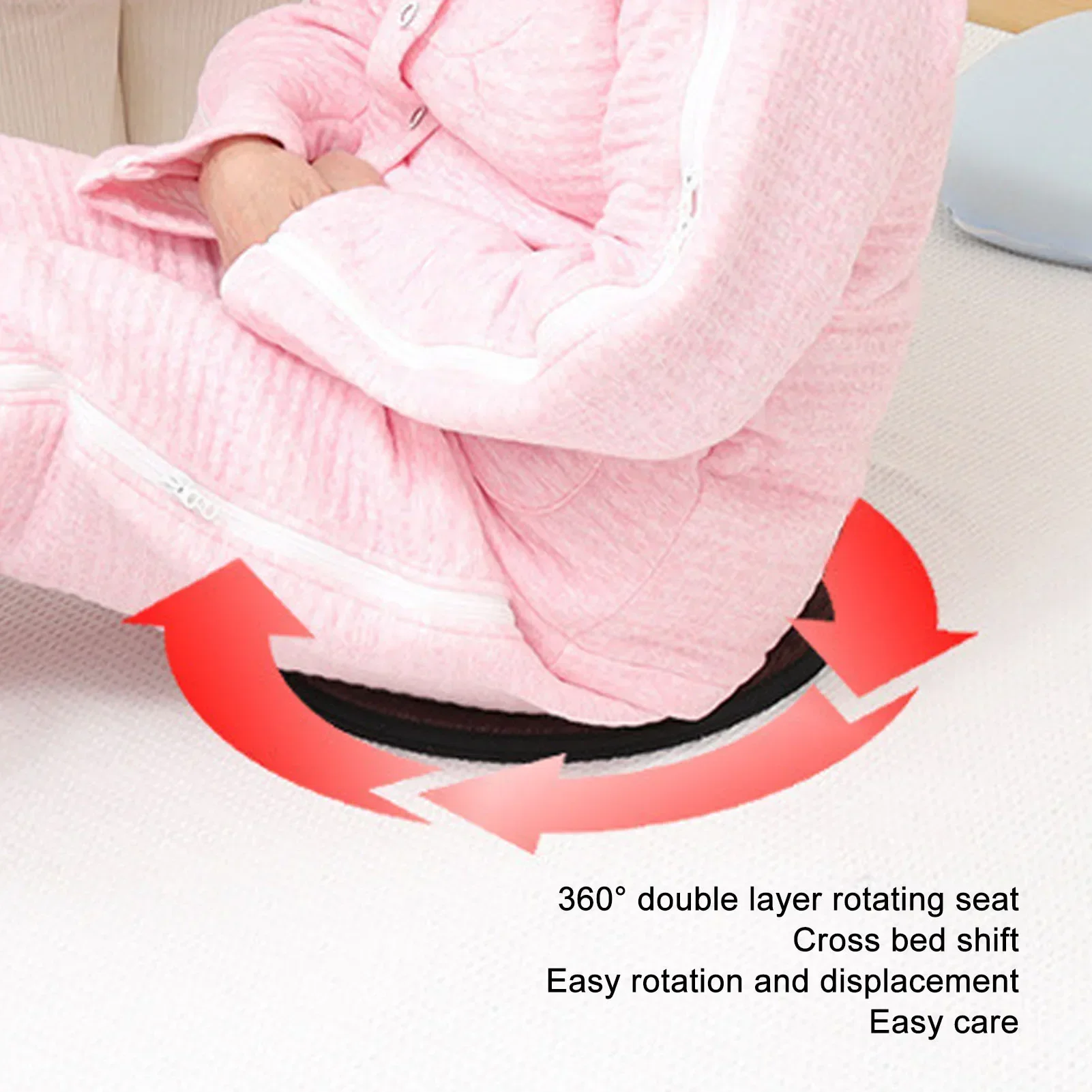 Black Swivel Seat Cushion Double Layer Washable 360 Degree Rotating Seat Cushion Elderly Patients Disabled Pads Health Care