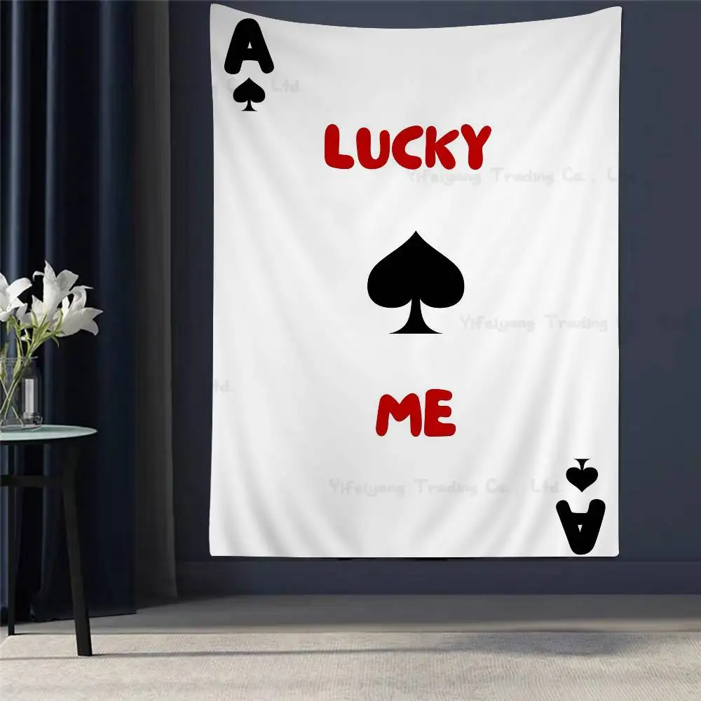 

1pcs Ace Card Positive Sayings Cartoon Tapestry Art Science Fiction Room Home Decor Wall Hanging Sheets