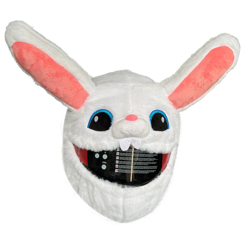 

Helmet Protection Headgear Cover Cartoon Fluffy Scar Rabbit For Motorcycle Full-Face Case For Outdoor Fun Personalized Helmets