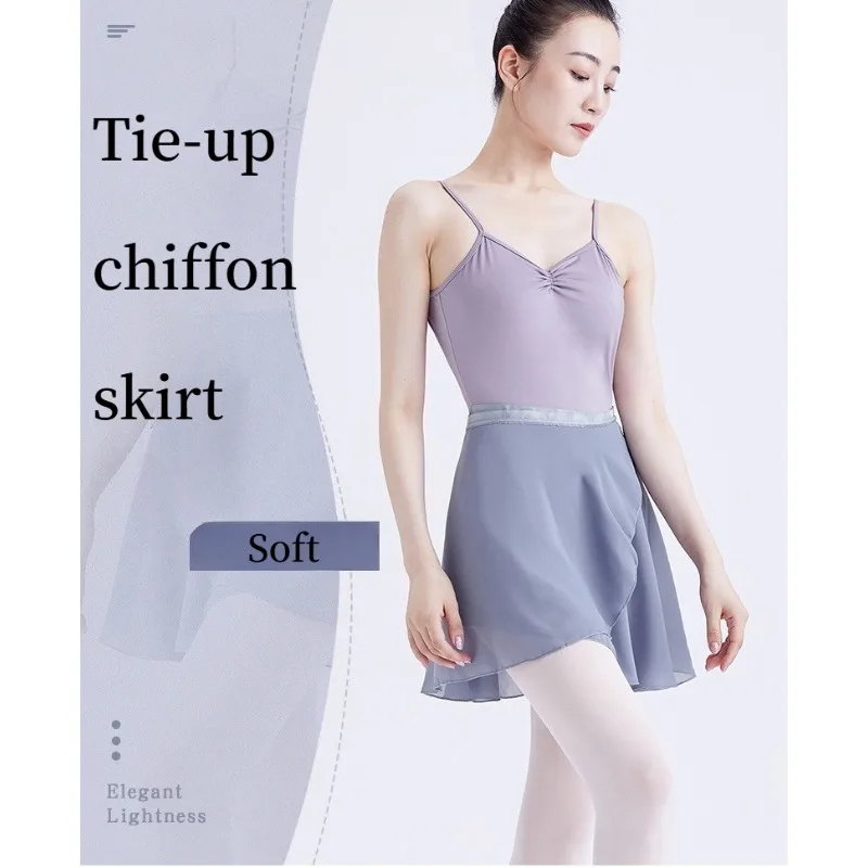 Ballet Wrap One Piece Chiffon Dance Skirt Tie Waist Sheer For Daily Practice Training Performance Flowy Lightweight Dancewear