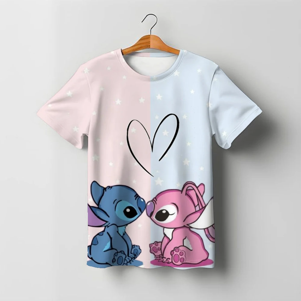 

2025 New Kids Cartoon Lilo And Stitch Tops Tees 3D Print T-shirt Children Casual Short Sleeve Clothing Girls Sports Streetwear