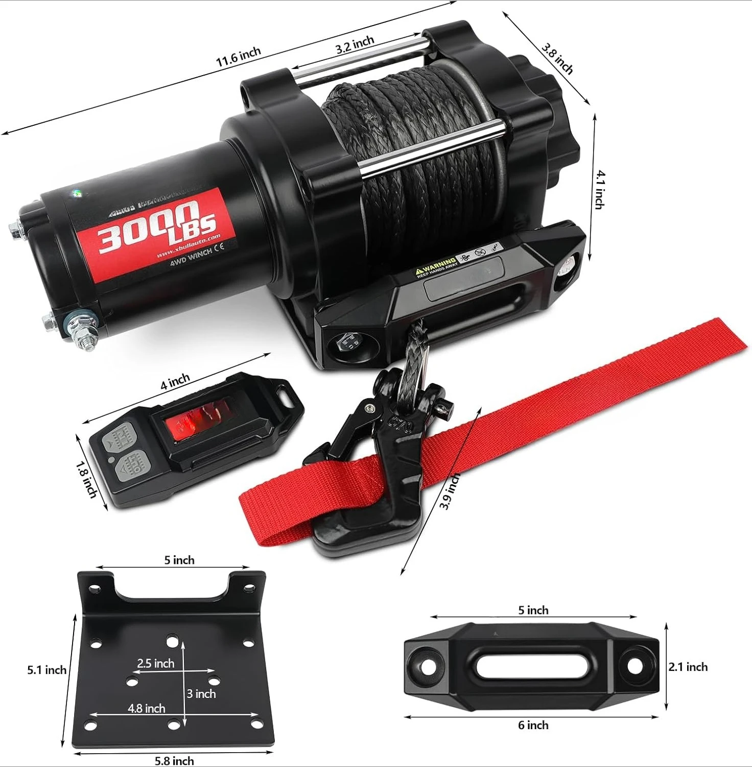 ใหม่ 12V DC 3000LBS IP68 กันน้ําไฟฟ้า Winch สําหรับลากจูง ATV/UTV, เรือ, Off Road พร้อม Hawse Fairlead