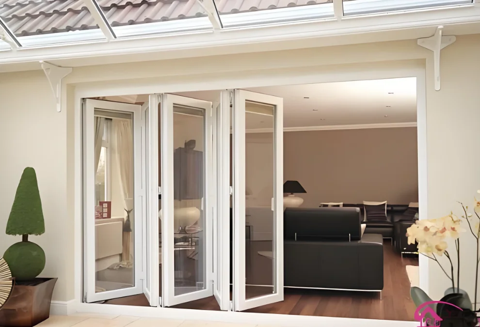 High Quality Double Tempered Glass Bi-Fold Balcony Sliding Door Modern Aluminum Alloy Factory Finished Accordion Entry Outdoor