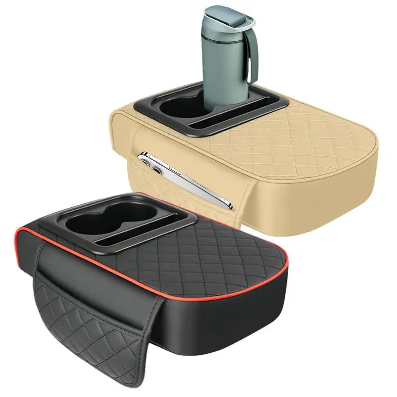 3 in1 Car Arm Rest Box Pad Thicken Center Console Box Extension Armrest Cushion Soft Elbow Support Cup Holder Organizer Bag