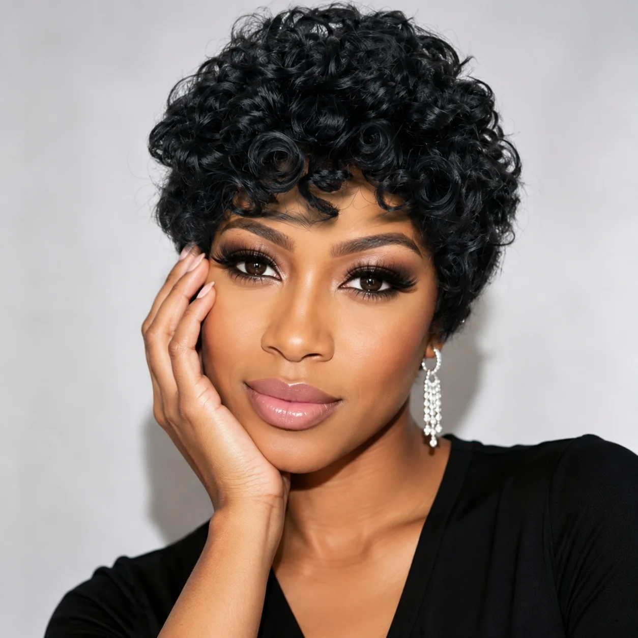 Brazilian Short Pixie Cut Wigs For Black Women Human Hair  Kinky Curly Wig African Curly Full Machine Made Wig