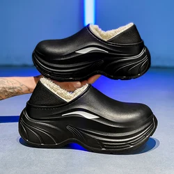 Winter Thick Bottom Men Slippers Waterproof Cotton Shoes Outdoor Indoor Couple Men Casual Shoes Fashion with Fur Warm Half Shoes