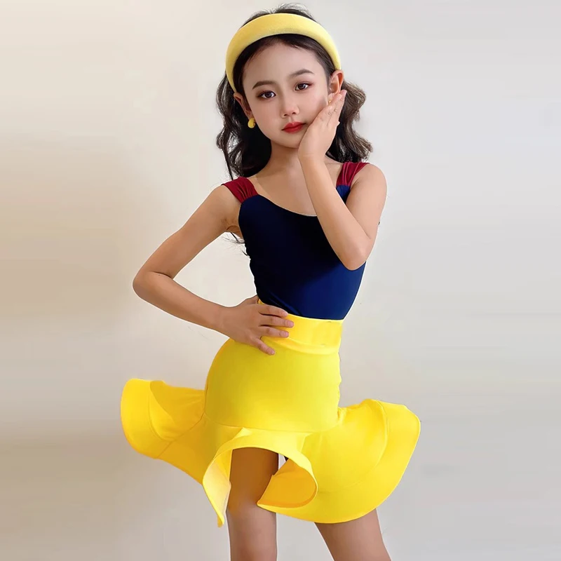 

Standard Girls Latin Dance Performance Clothes Children's Prom Waltz Practice Costume Kids Latin Dance Competition Dress XH2924