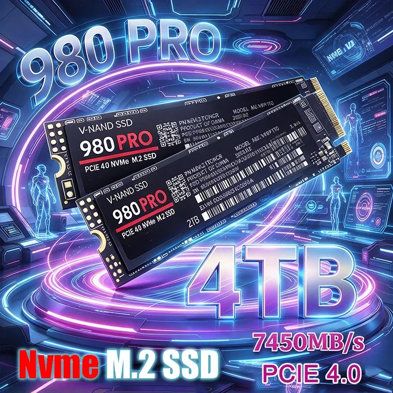 980Pro M2 2280 NVMe High Speed SSD Hard Disk 1TB 2TB 4TB Option, High Read Write Speed 7300MB/s Solid State Drive for Gaming Mac