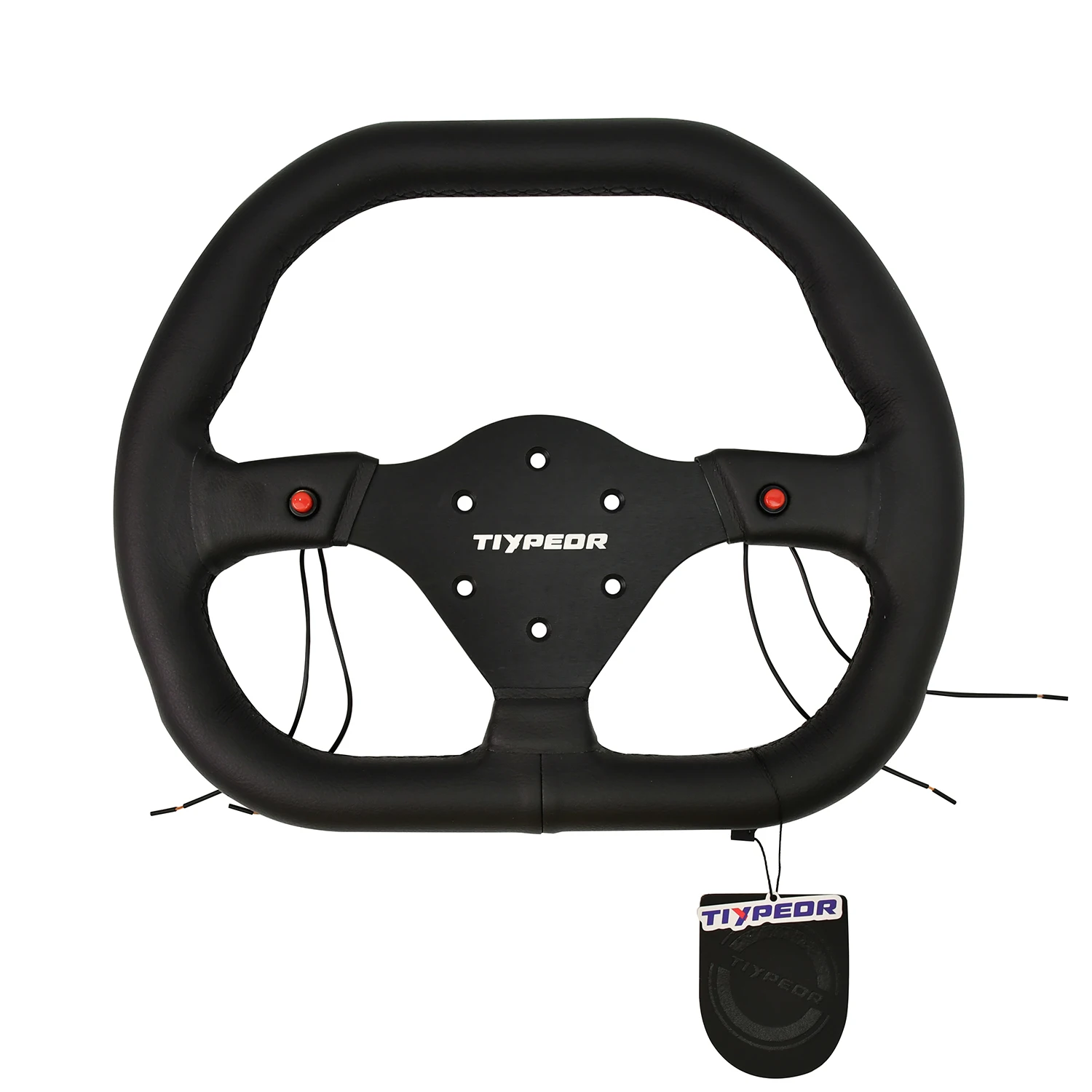 350mm Sport Steering Wheel Deep Dish Black Leather Universal Car Racing Volante Horn Button Kit