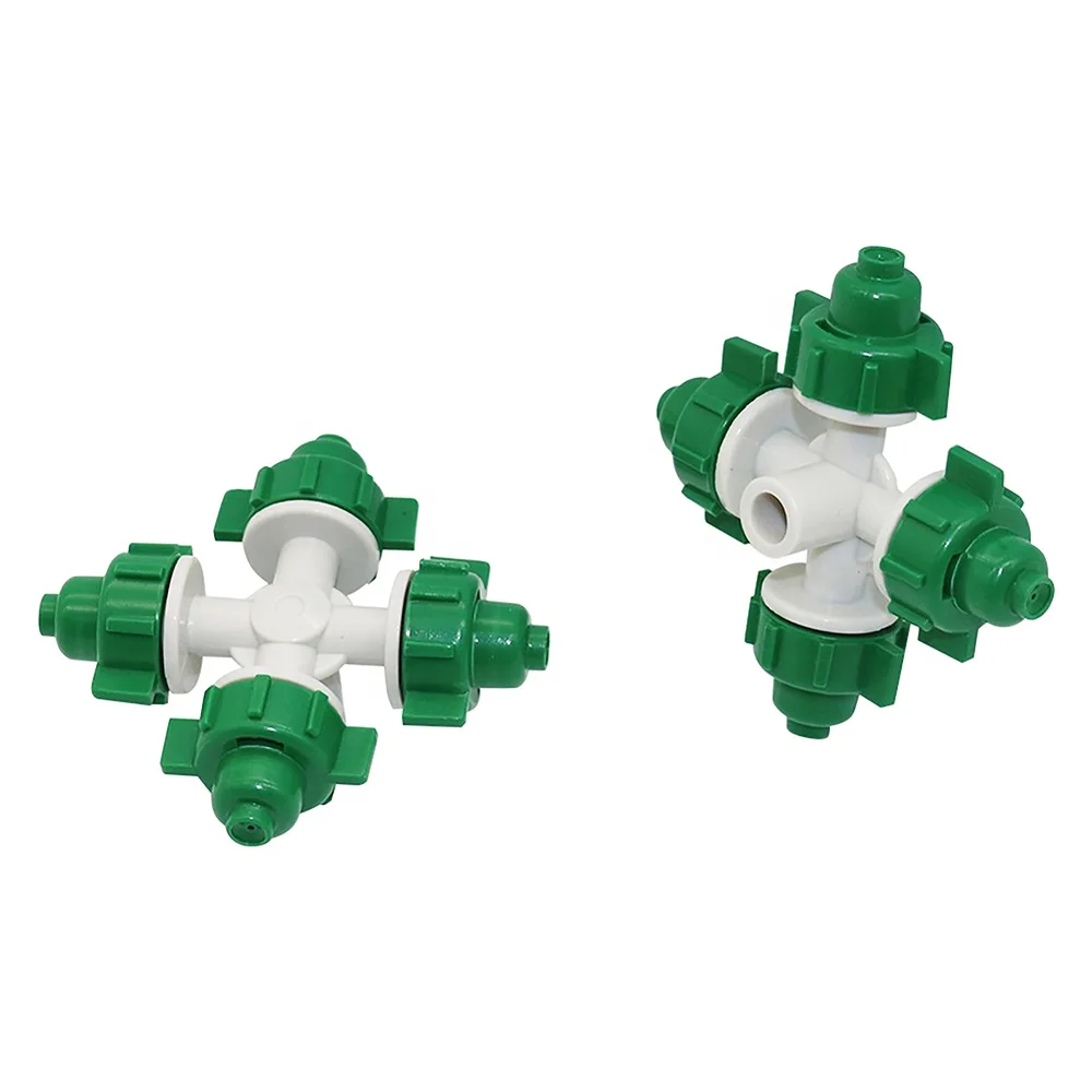 50PCS Plastic 4 Heads Atomizing Micro Sprinkler Agriculture Greenhouse Irrigation Misting Spray Nozzle