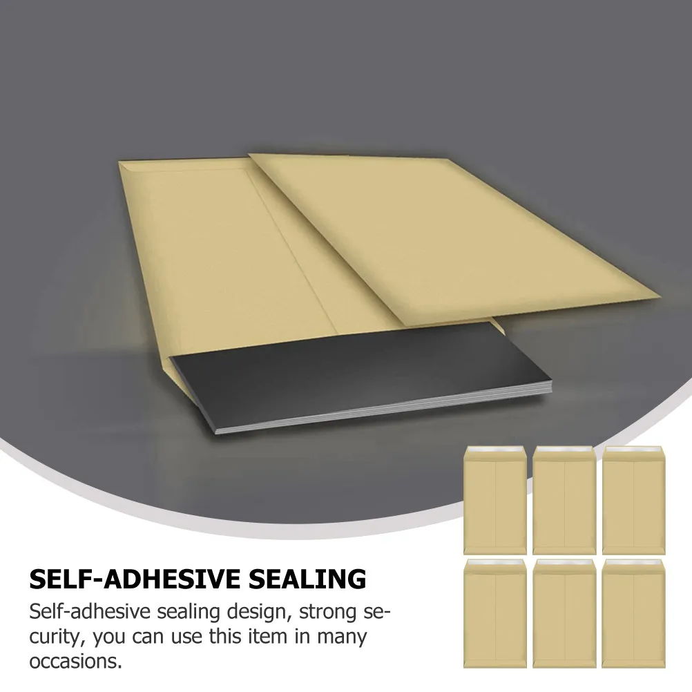 25Pcs Heavy-Duty Kraft Paper File Pockets Self-Sealing Envelopes for Office School Archive Mailing Brochures Catalogs C4