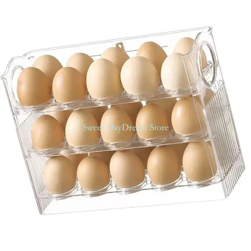 Y88C Automatic Rotating Eggs Storage Container Transparent Box For Kitchen Organization Space Saving Eggs Holder