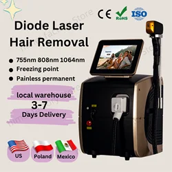 Machine Professionnelle d'Épilation Corporelle au Laser Titane à Diode Glacée, Appareil Portable cl rite 3 Ondes Permanentes, 808nm, 755nm, 1064nm