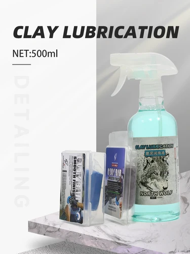 Imagen 2 del producto DETAILING-barra de arcilla para limpieza de coche, juego de lubricante mágico de 500ml, limpiador de lavado de coches, barro de lodos para pintura de coche, cubos de rueda de vidrio, 200G