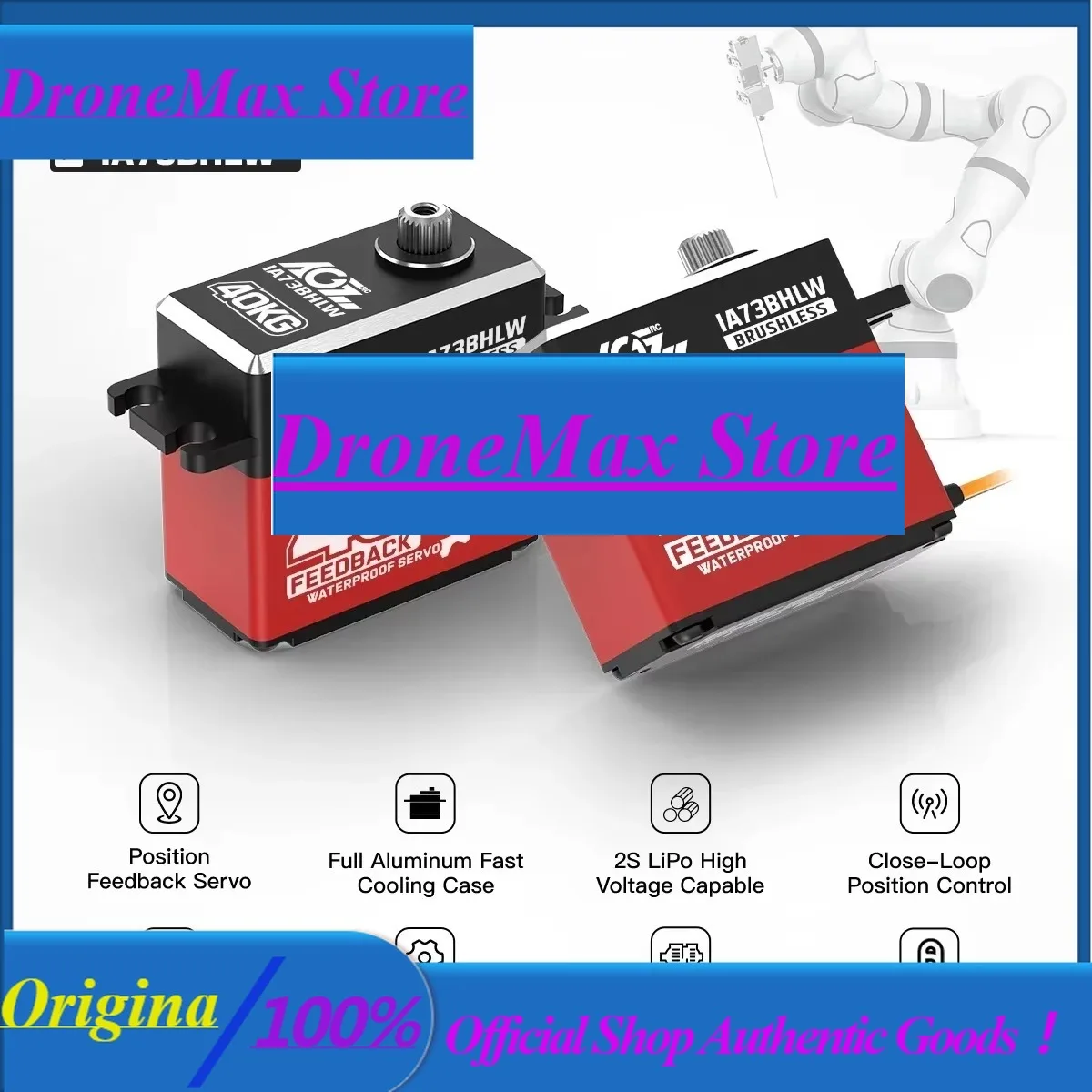 DroMaAGFRC A73BHLW 2S 40KG High Torque 0.100sec Magnetic Waterproof IP67 Brushless Programmable Digital Position Feedback Servo
