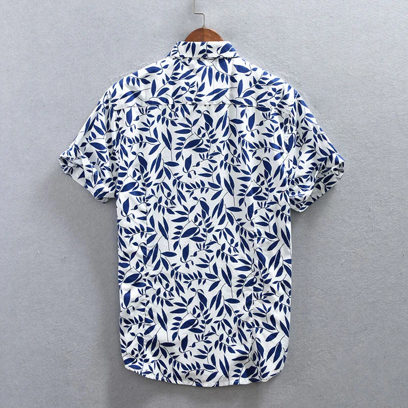 Casual Floral Hawaiian Shirt 100% Cotton Men 2023 Summer Short Sleeve Beach Aloha Shirts Quick Dry Shirt Male Chemise Homme