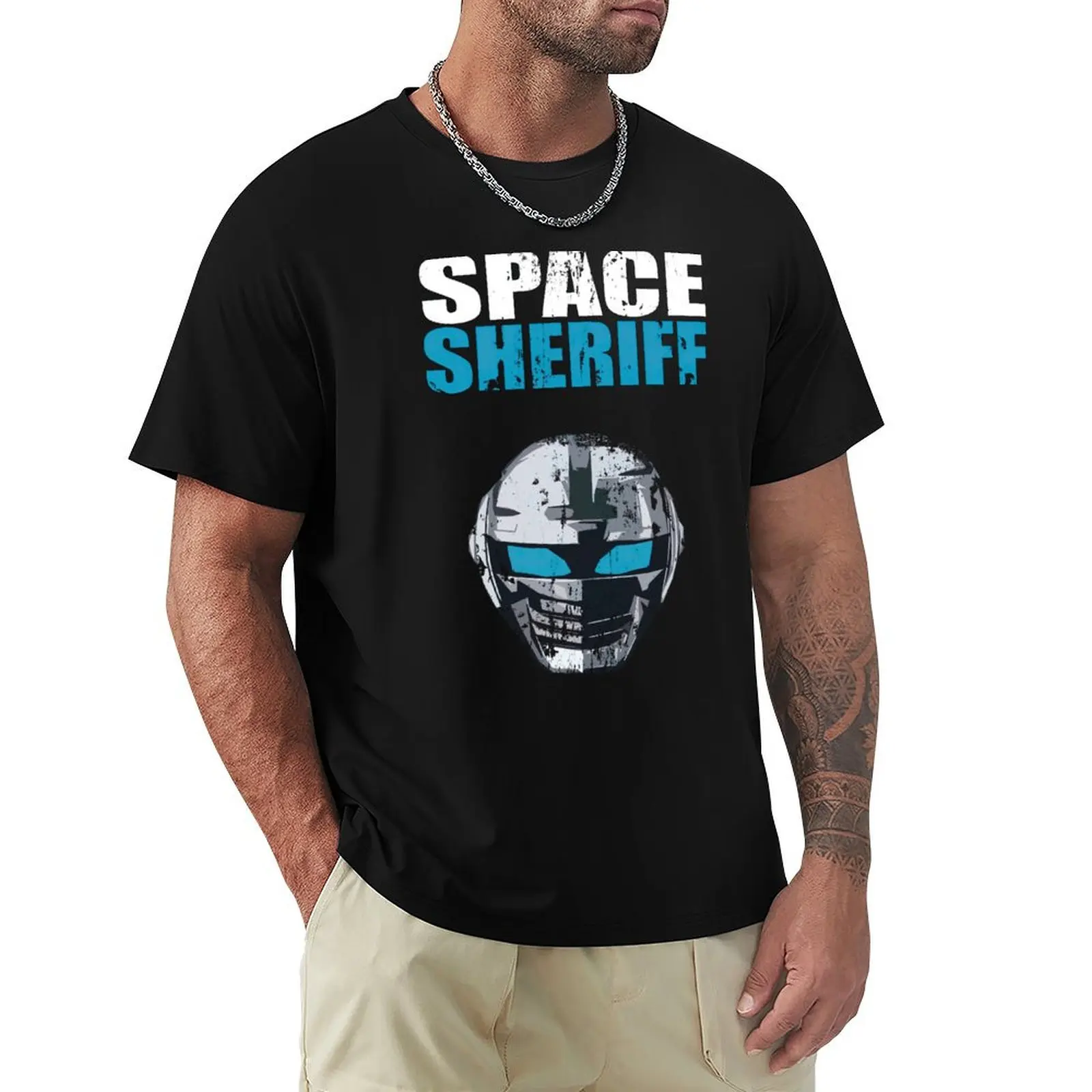 

Space Sheriff - Distressed T-Shirt vintage t shirts graphic t shirt vintage summer top Men's t-shirts
