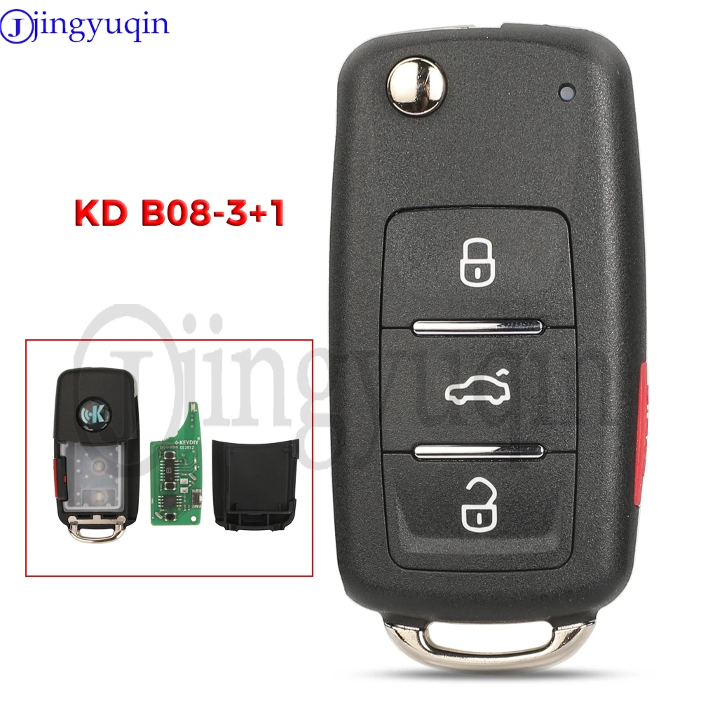 jingyuqin Universal KD B08-3+1 4 ButtonS Remote Control Car Key For VW Style For KD900 KD-X2 KD MINI URG200 Programmer