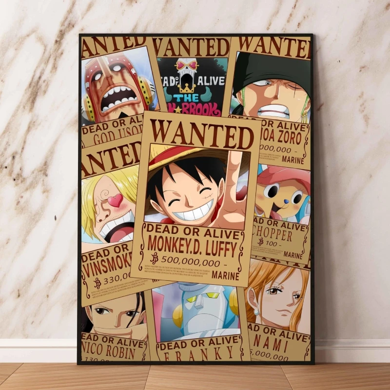 Anime Vintage Posters One Piece Luffy 3 Billion Zoro Straw Hat Group Bounty Wanted Posters Home Bedroom Wall Picture Decorative