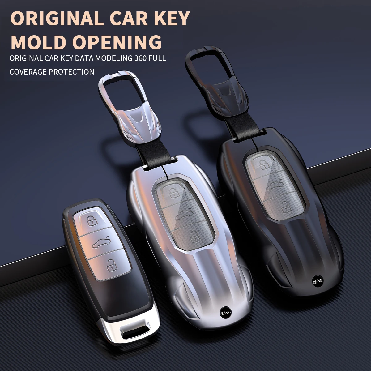 Zinc Alloy Silicone Car Remote Key Case Cover Shell For Audi A6 A7 A8 C8 Q8 D5 E-Tron Protective Keychain Accessories 3 Buttons