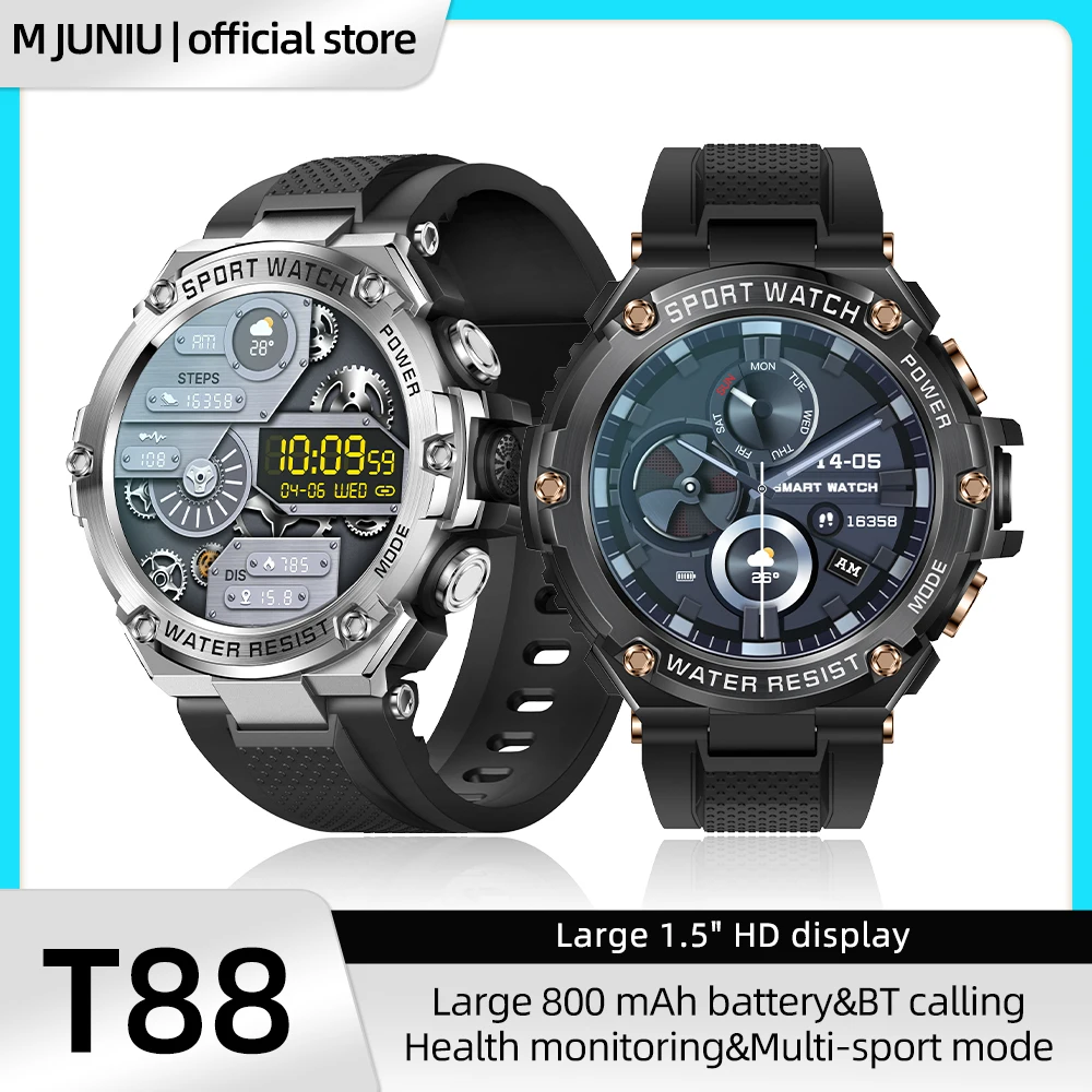 Smart Watch 1.5inch Screen Tough Body 800mAh Bluetooth Call Health Monitoring IP68 Waterproof Sport Tracket Smartwatch Men