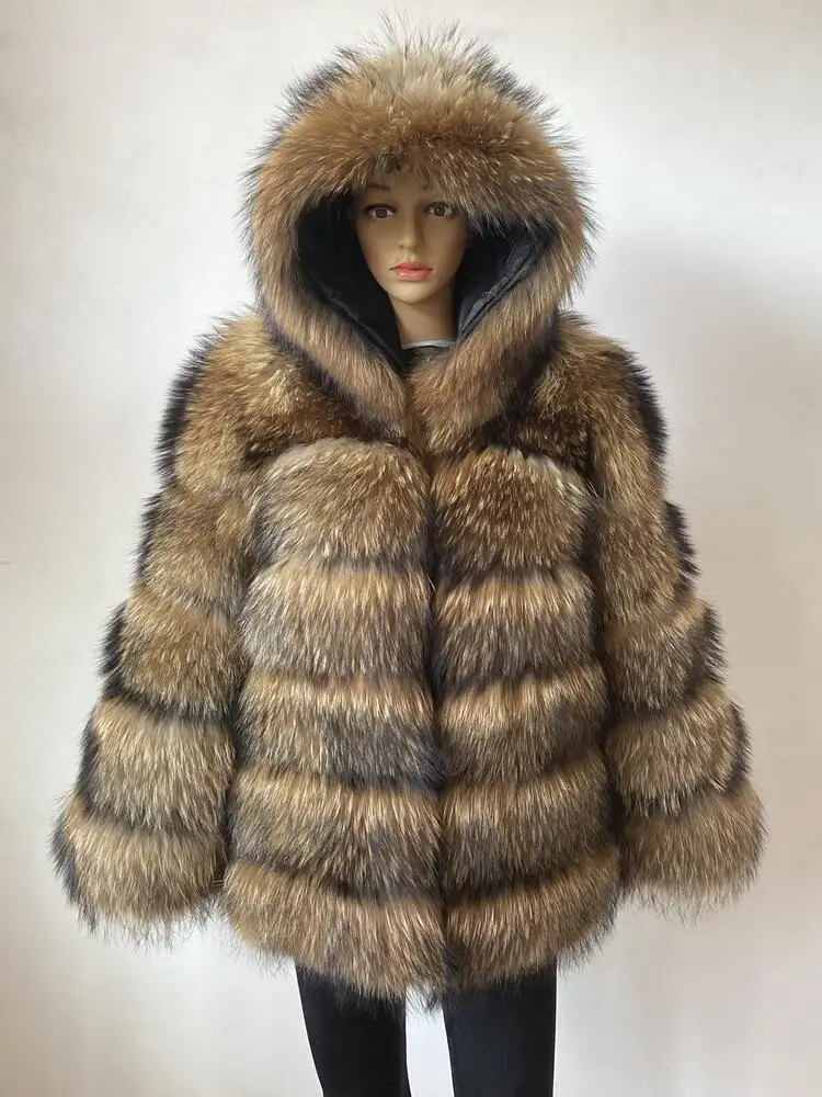 2023 Hot Sale Woman Winter Real Fox Fur Coat Jackets Silver Fox Raccoon Vest Female New Style High Quality Women's  XXXXXL