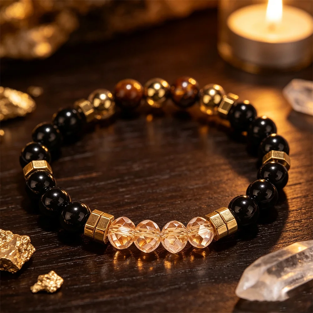 Exquisite Summer Accesorios Hematite Pyrite Brother Holiday Christmas Spiritual Natural Stone Money Bracelet Attract Money