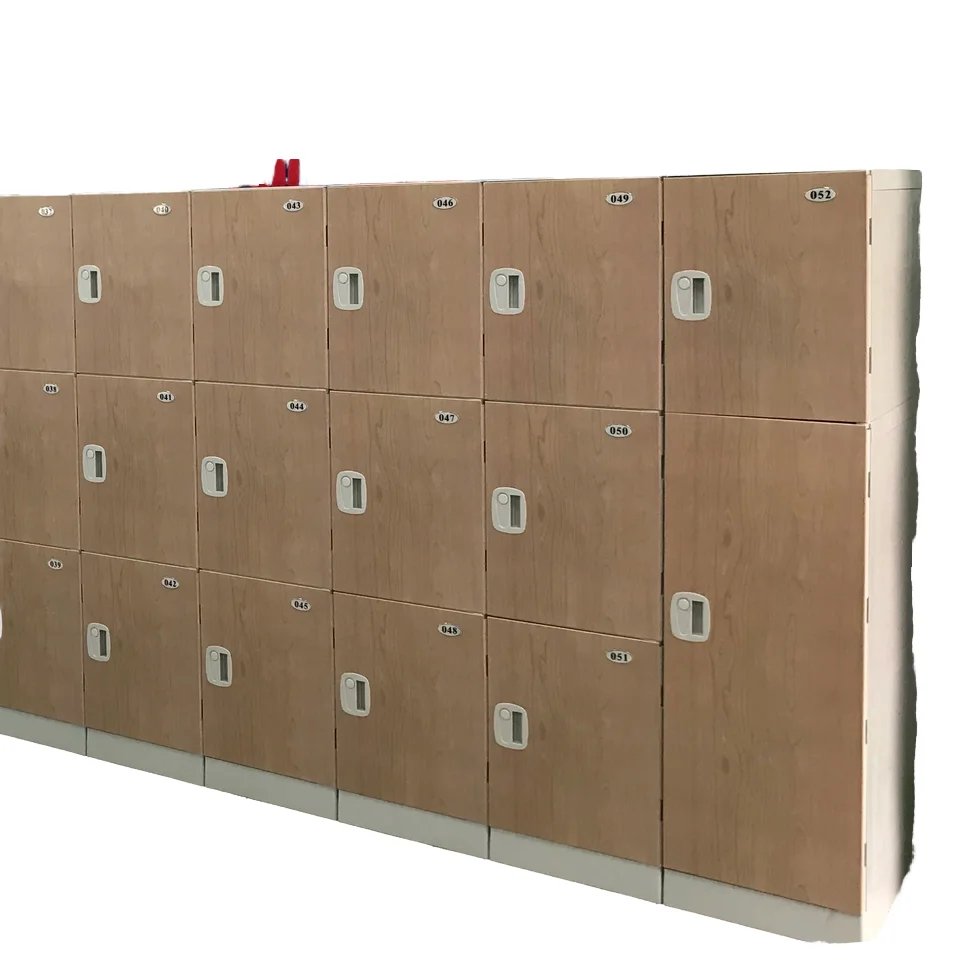 Modular Fitness Lockers,Wood Grain ABS Plastic Smart Locker Safe And Convenient Assembled Structure For School Gym Sport Center