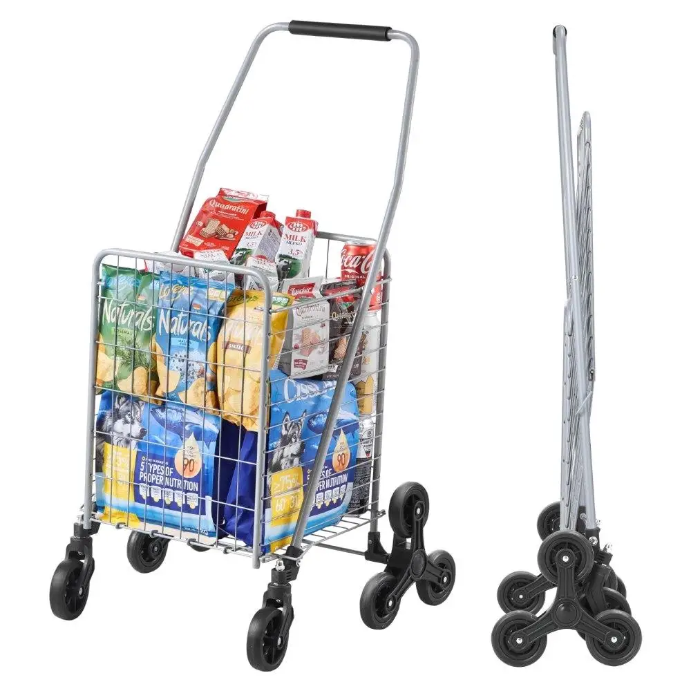 

Stair Climbing Foldable Shopping Cart 45L Multiuse Trolley with Durable Wheels for Easy Transport