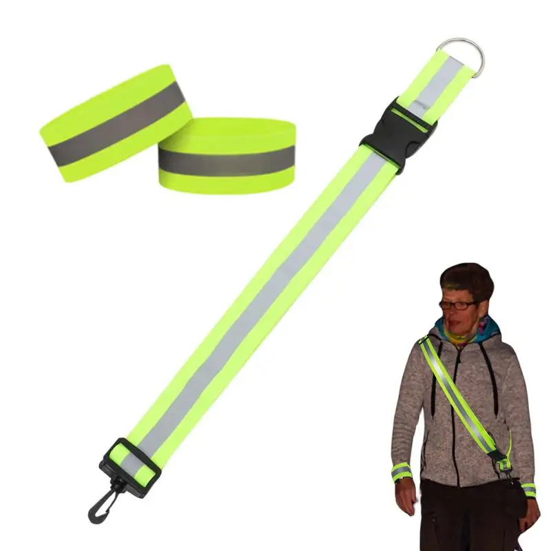 Reflective Running Strap Reflective Wrist Strap Adjustable Reflective Wrist Strap Safety Armband Sash Reflective Running Belt