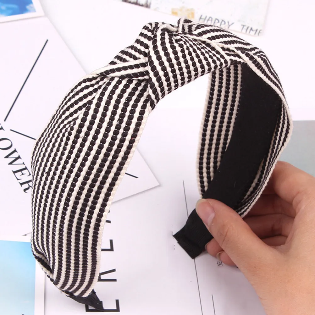 3Pcs Cloth Knit Knotted Hair Hoops Comfortable Hair Bands for Women Party Meeting Daily Use Black Red Yellow