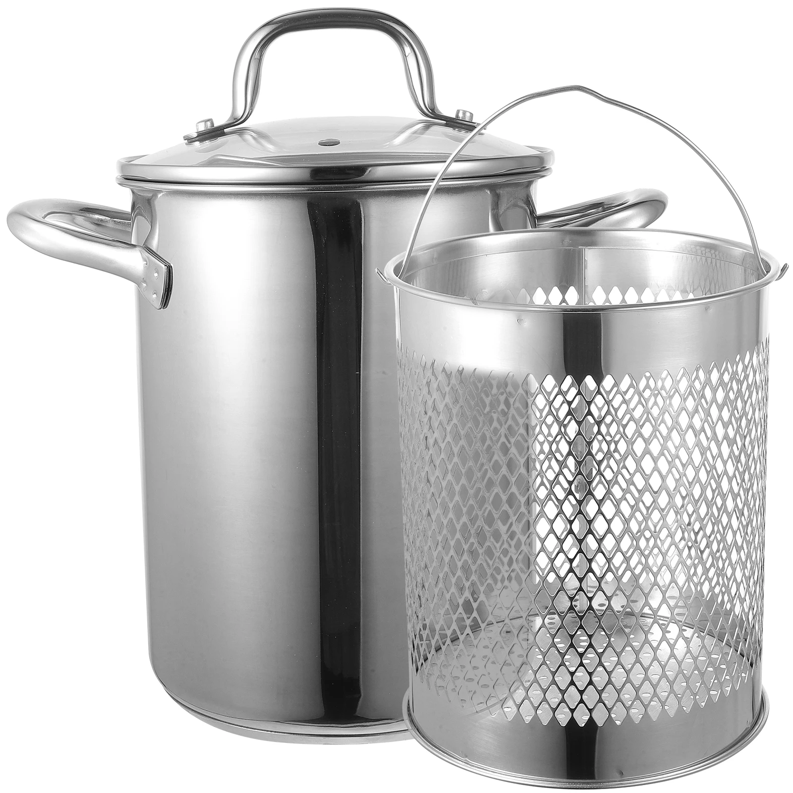

1 set Stainless Steel Fryer Pot Deep Fry Basket Cooking Pans Non Stick Suitable All Stoves Gas Electric Kitchen Tool