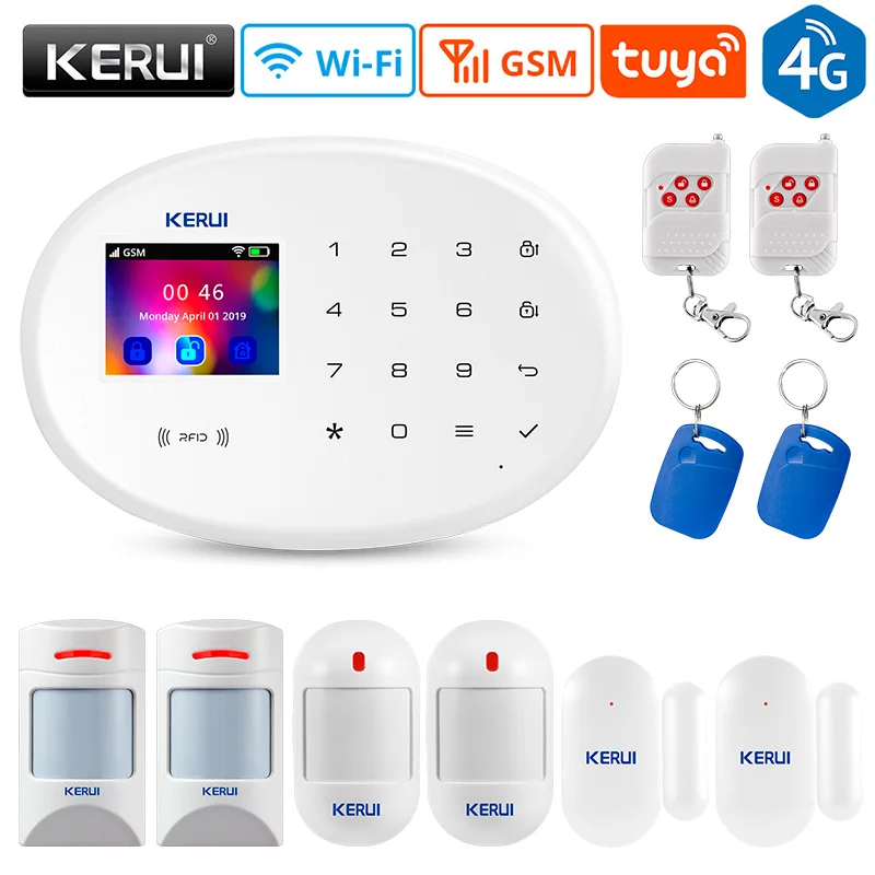 KERUI W204 Tuya 4G hikvision Security Alarm System hikvision Smart Home Remote Control Door Sensor Motion Detector Siren