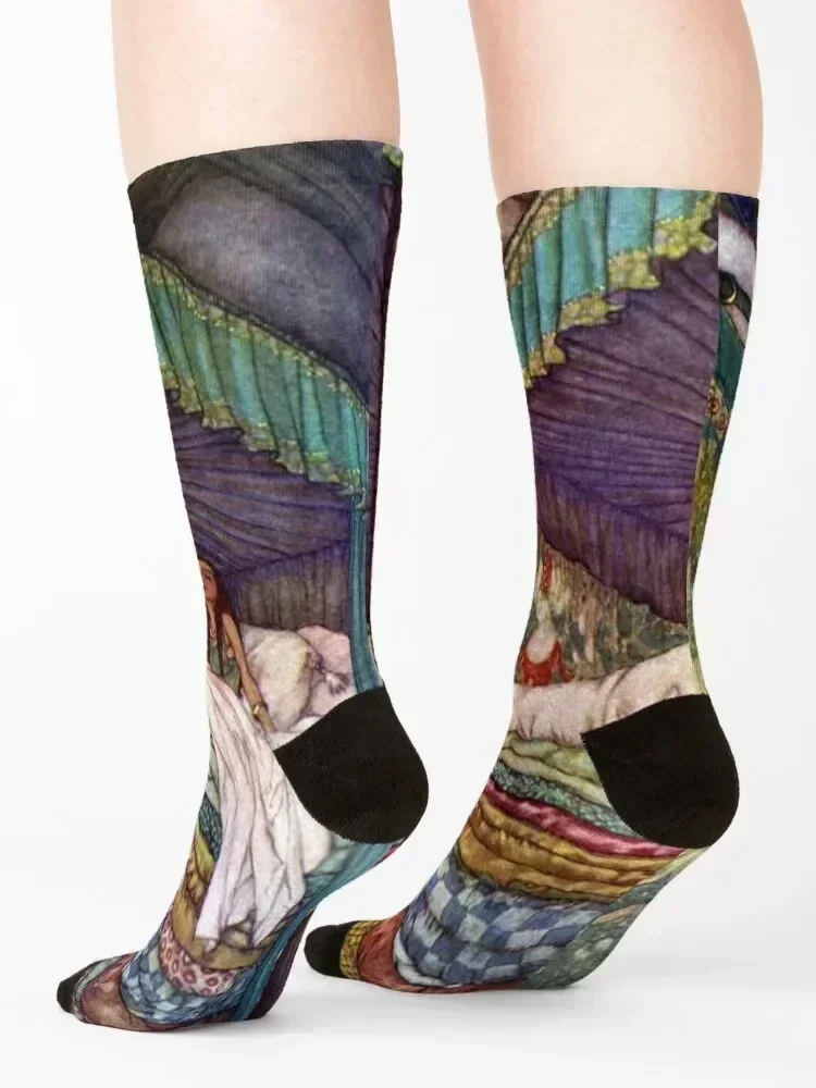 Princess and the Pea by Edmund Dulac Socks Soccer man colored set Socks Women Men's