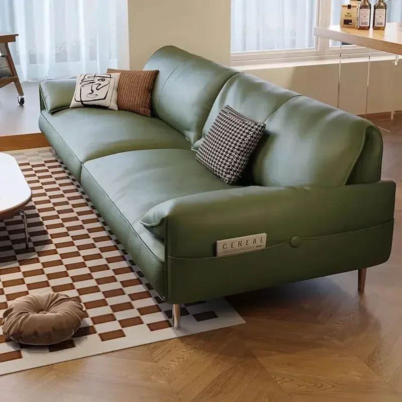 

Американский современный простой кожаный диван, диван с ушками слона, гостиная, отель, маленькая квартира, темно-зеленый ретро-стиль