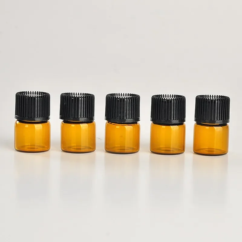 1ML Brown Glass Perfume Bottle for Essential Oils Empty Contenitori Cosmetici Vuoti for Personal Care Sample Jar 100pcs